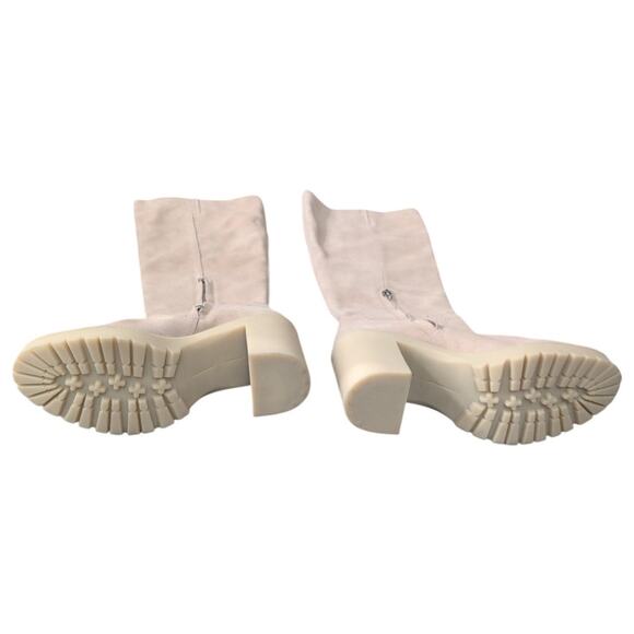 Dolce Vita Suede Knee-High Platform Lug Sole Boots Cream Sz 10 - Picture 5 of 6